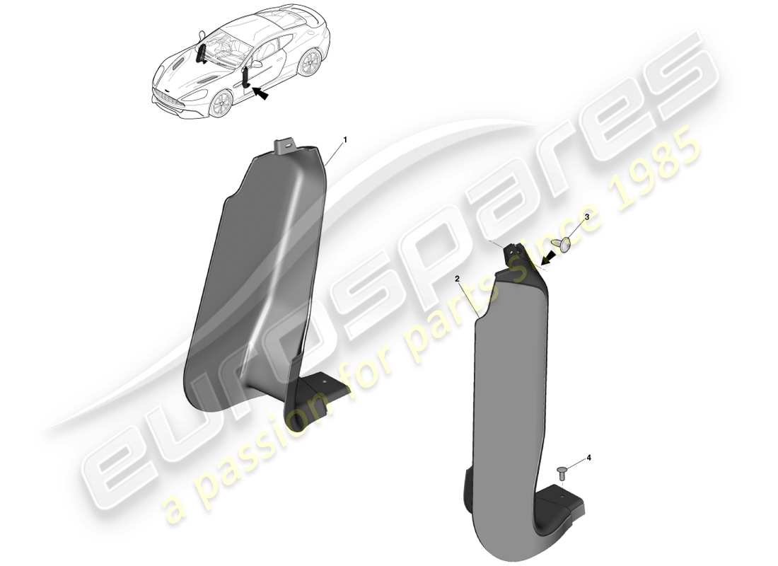 aston martin vanquish (2013) pillar trim, lower part diagram