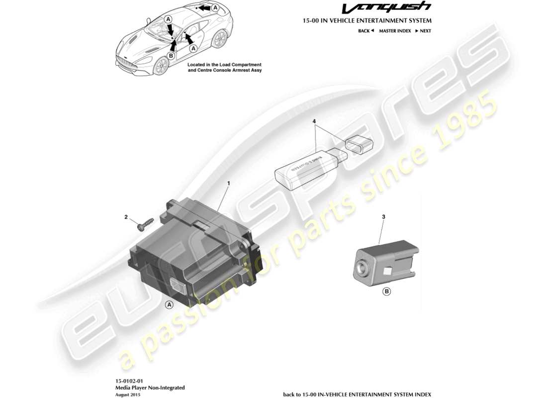 aston martin vanquish (2016) media player part diagram