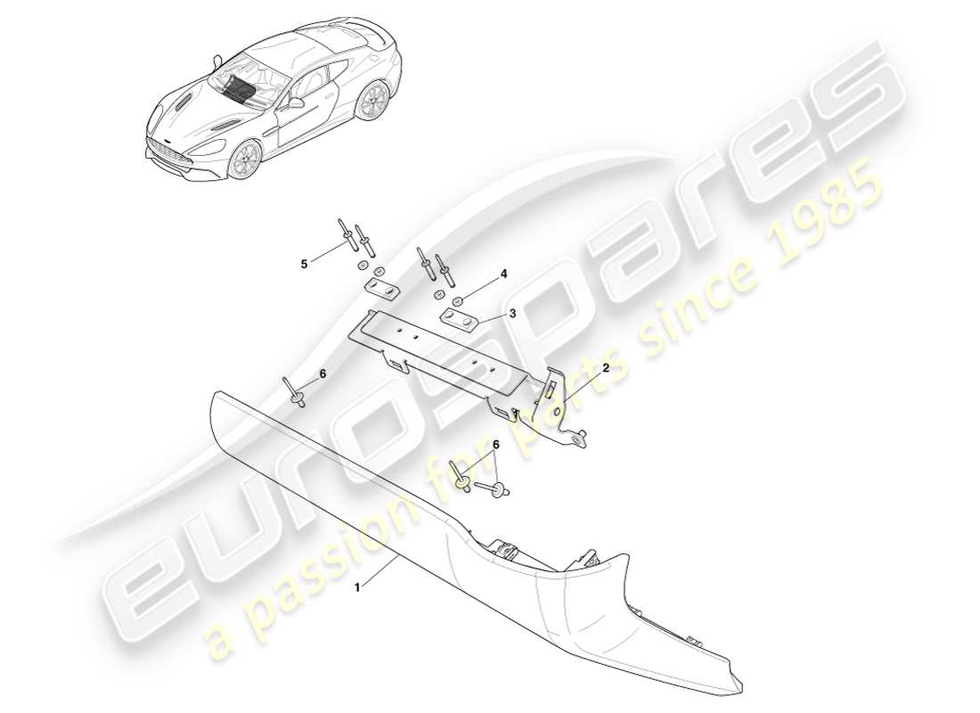 aston martin vanquish (2013) passenger lower panel part diagram