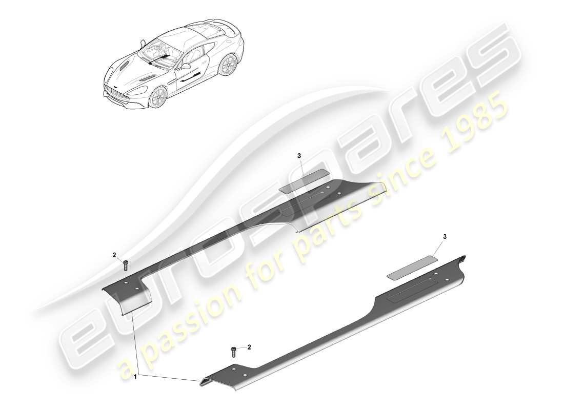 aston martin vanquish (2014) sill trim & ornamentation part diagram