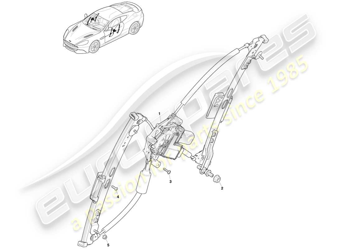 aston martin vanquish (2014) front window regulator part diagram
