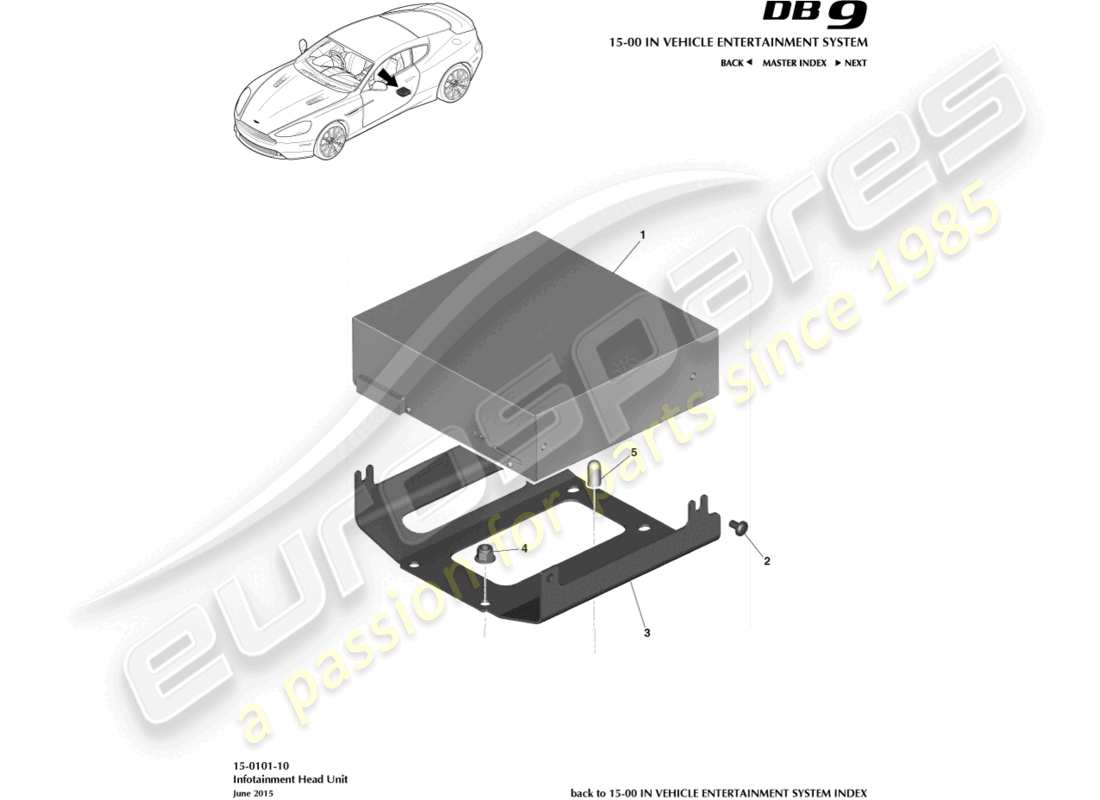 aston martin db9 (2016) ice control unit, 16my on part diagram