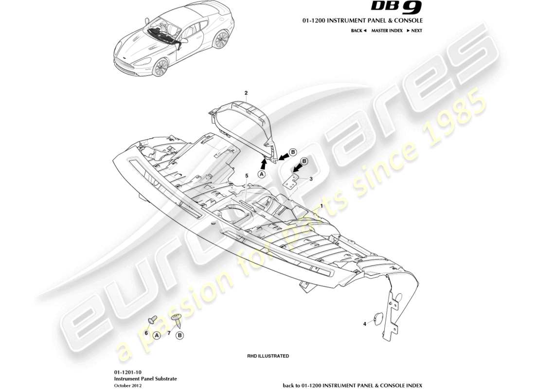 aston martin db9 (2017) ip substrate part diagram