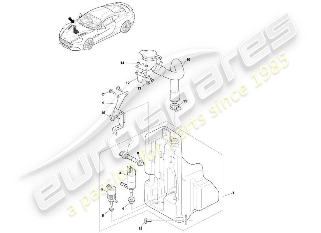 aston martin vanquish (2014) washer bottle part diagram