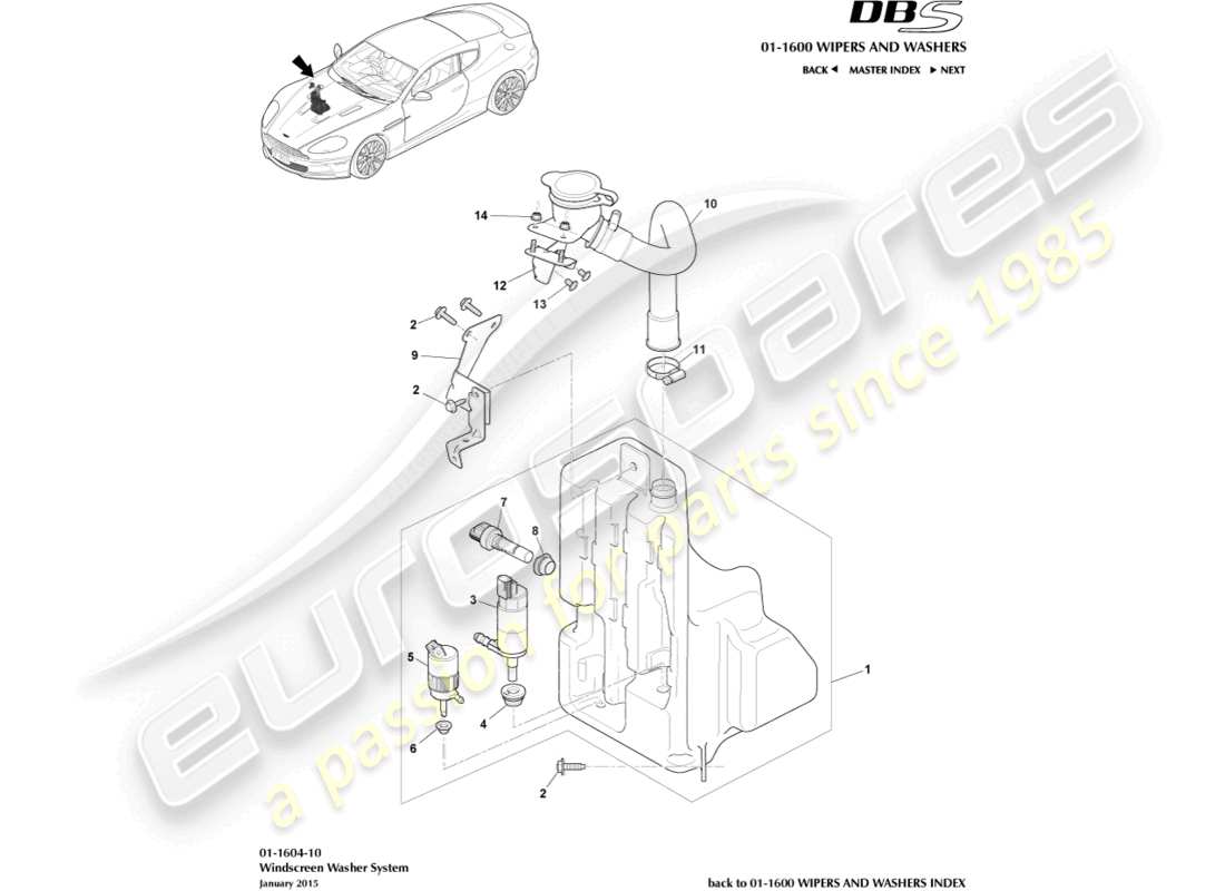 a part diagram from the aston martin dbs (2008) parts catalogue