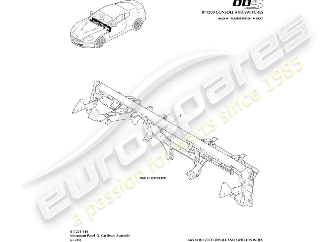 a part diagram from the aston martin dbs parts catalogue