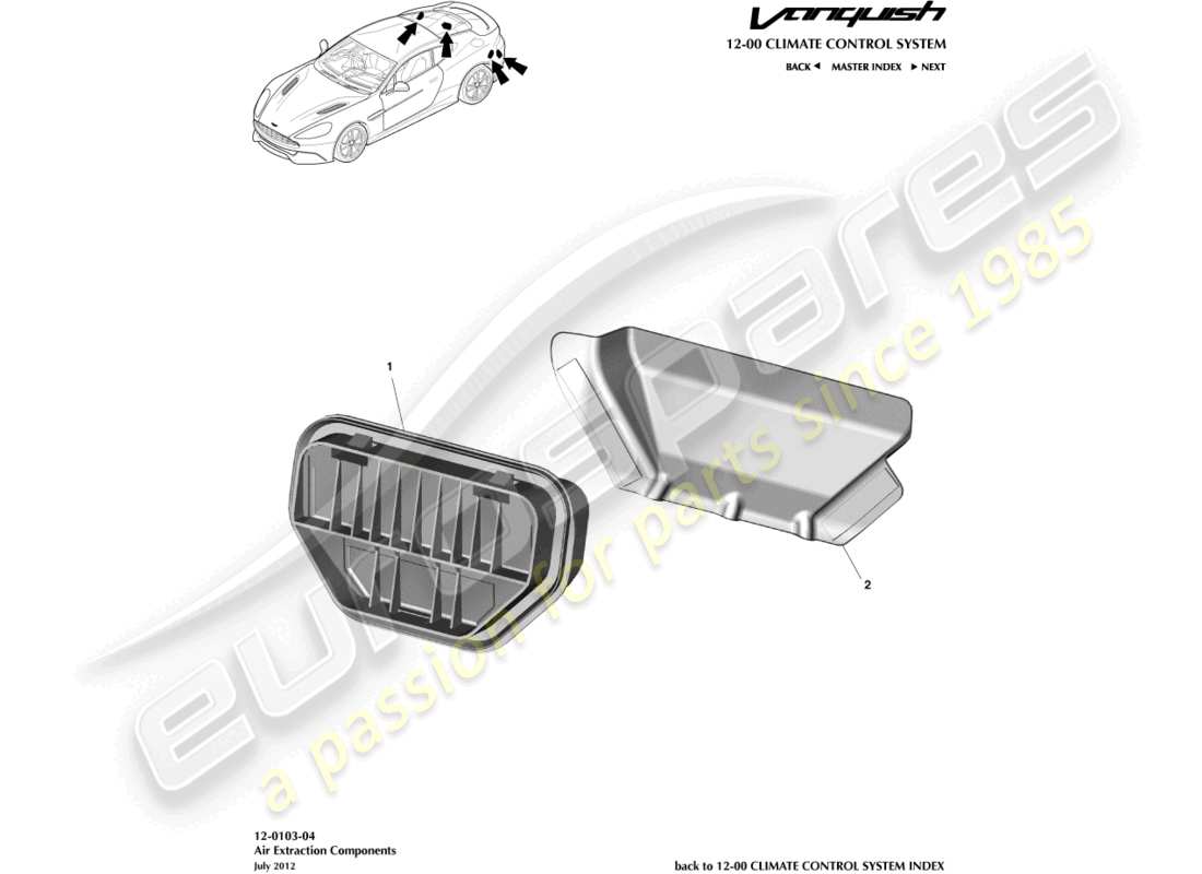 a part diagram from the aston martin vanquish parts catalogue