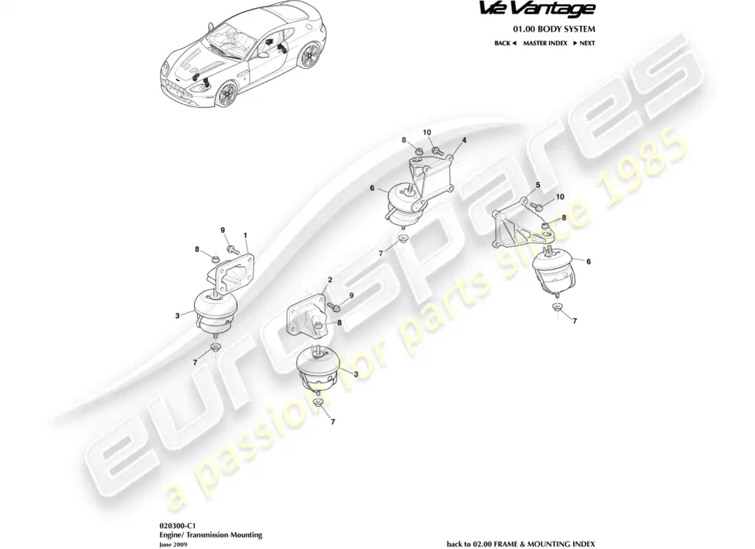 a part diagram from the aston martin v12 vantage parts catalogue