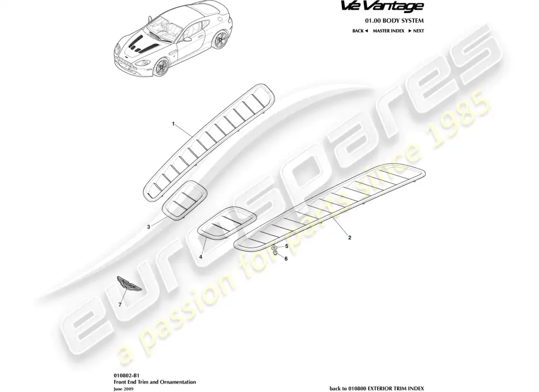 a part diagram from the aston martin v12 vantage parts catalogue
