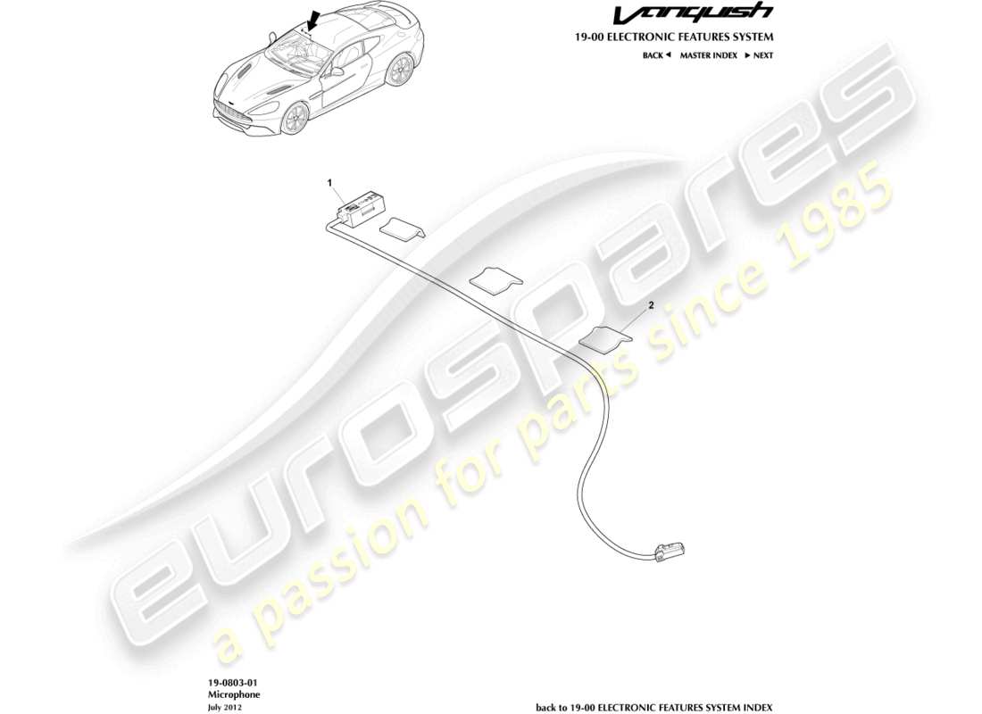 aston martin vanquish (2018) microphone part diagram