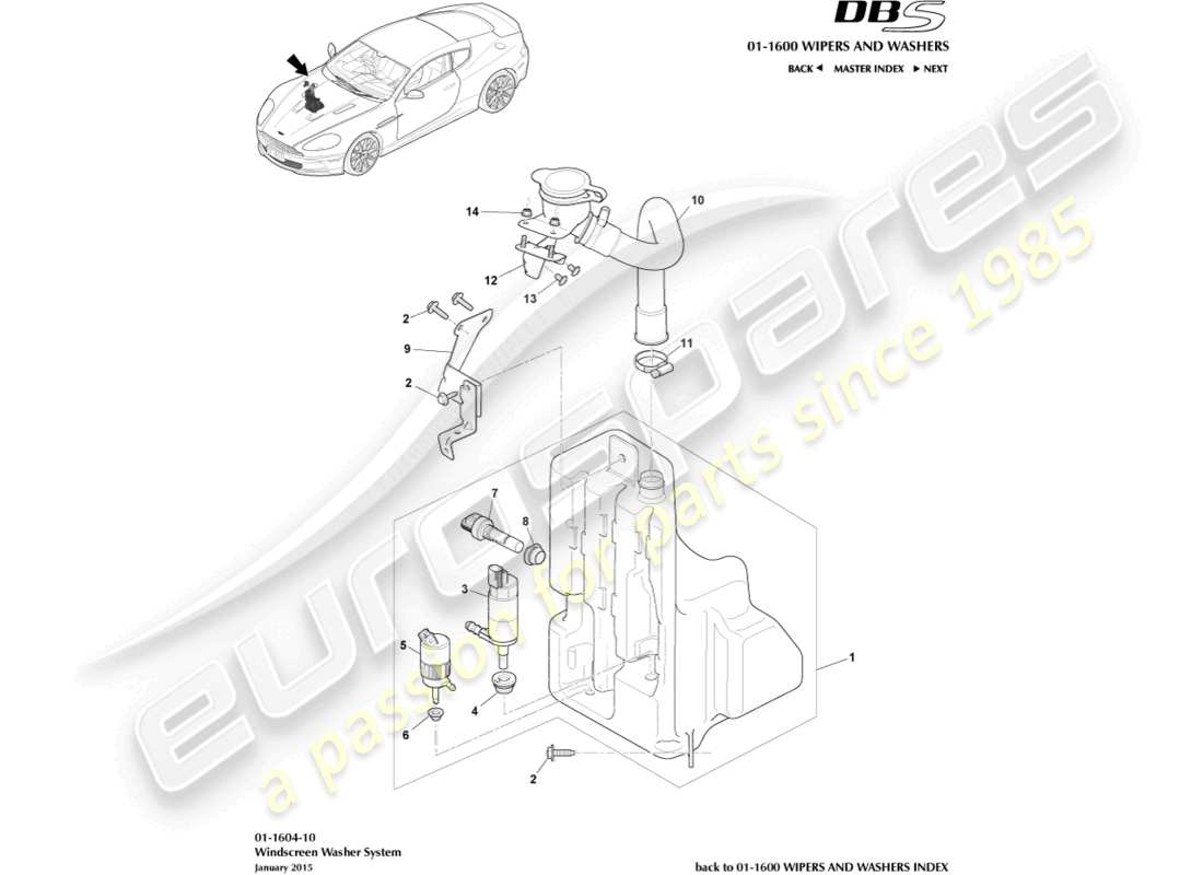 aston martin dbs (2009) washer bottle part diagram