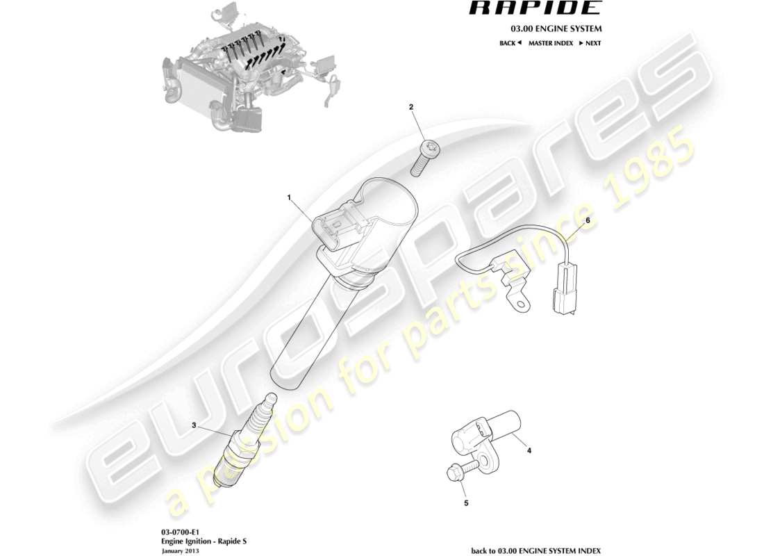 aston martin rapide (2012) ignition parts diagram