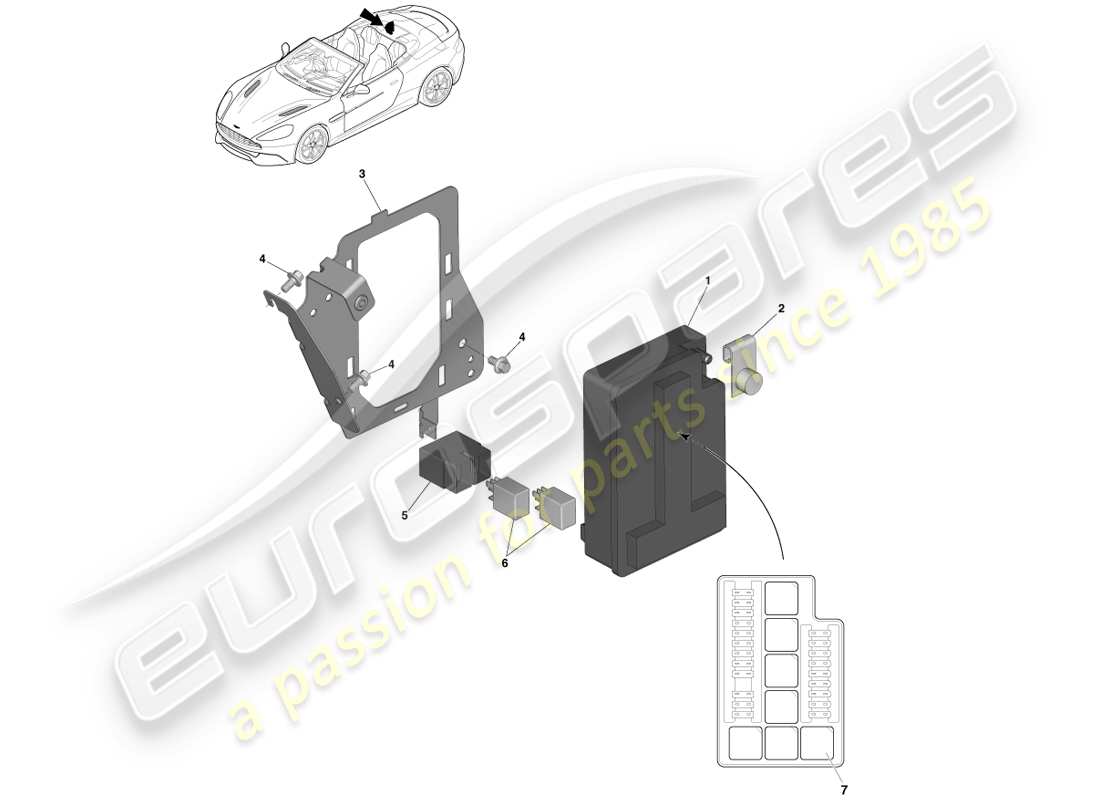 aston martin vanquish (2014) load compartment fusebox part diagram