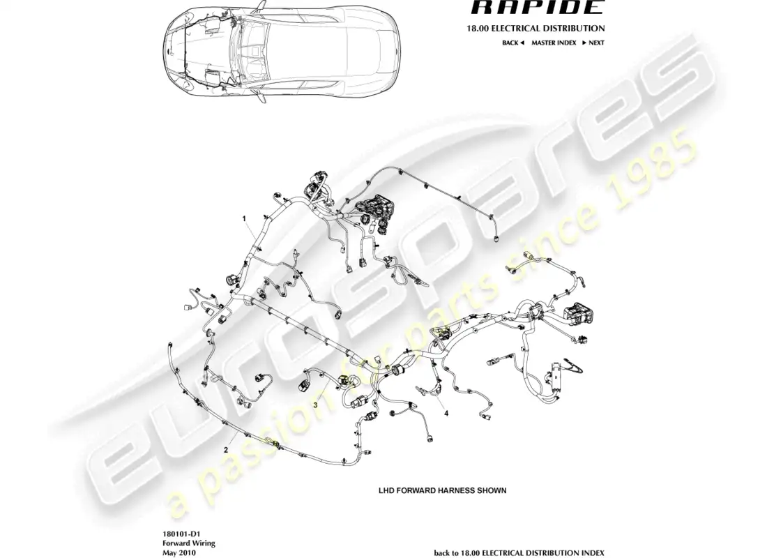 aston martin rapide (2012) front harness, to 13my parts diagram