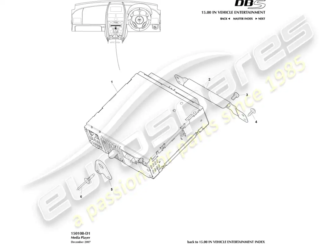aston martin dbs (2012) media player parts diagram