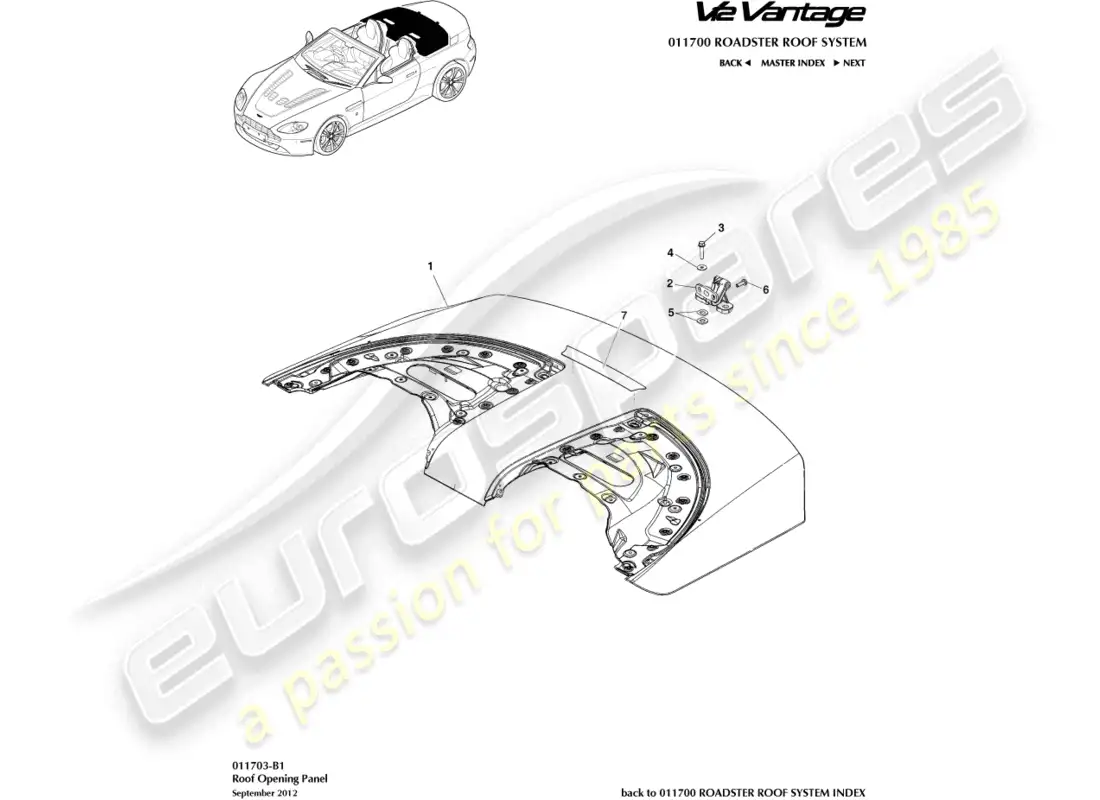 a part diagram from the aston martin v12 vantage parts catalogue