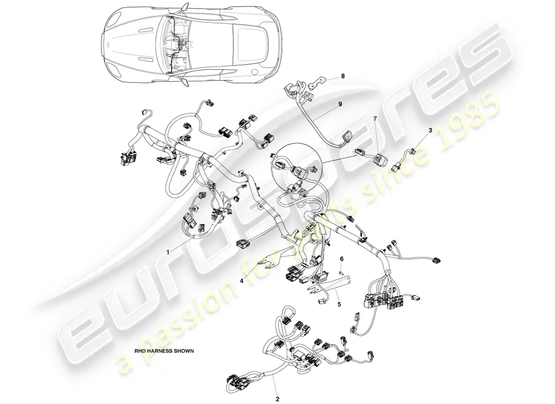 a part diagram from the aston martin v8 vantage parts catalogue