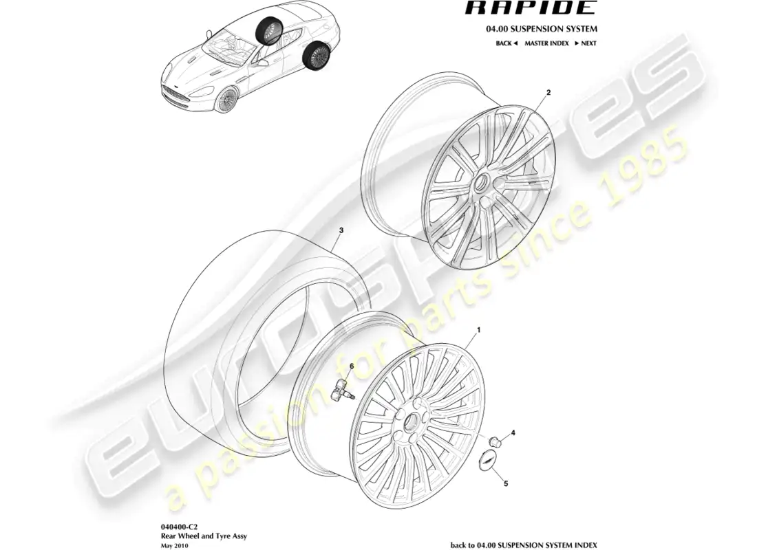 aston martin rapide (2013) wheel & tyres, rear to 13my parts diagram