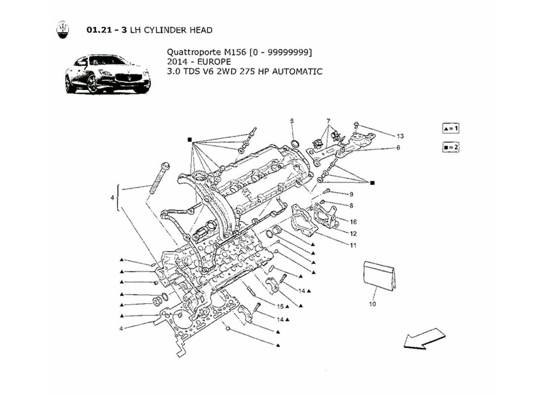 MASERATI QTP. V6 3.0 TDS 275BHP 2014 LH CYLINDER HEAD PART DIAGRAM maserati qtp. v6 3.0 tds 275bhp 2014 lh cylinder head part diagram