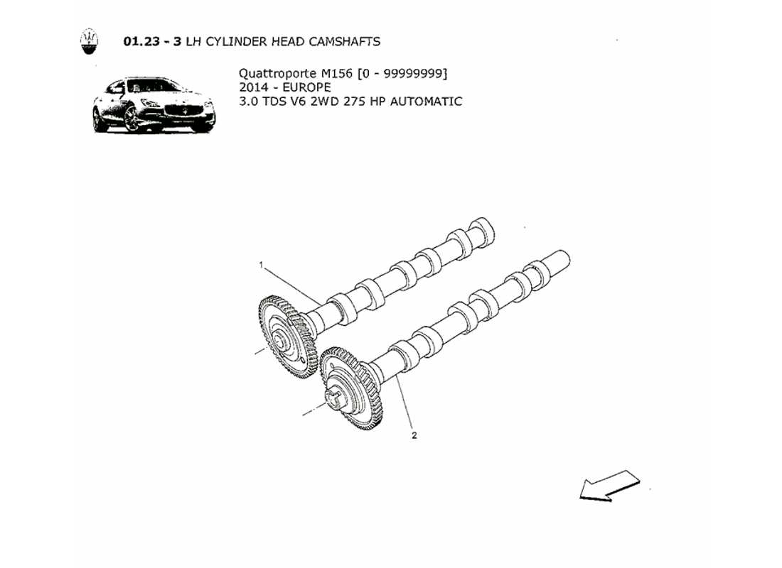MASERATI QTP. V6 3.0 TDS 275BHP 2014 LH CYLINDER HEAD CAMSHAFTS PART DIAGRAM maserati qtp. v6 3.0 tds 275bhp 2014 lh cylinder head camshafts part diagram
