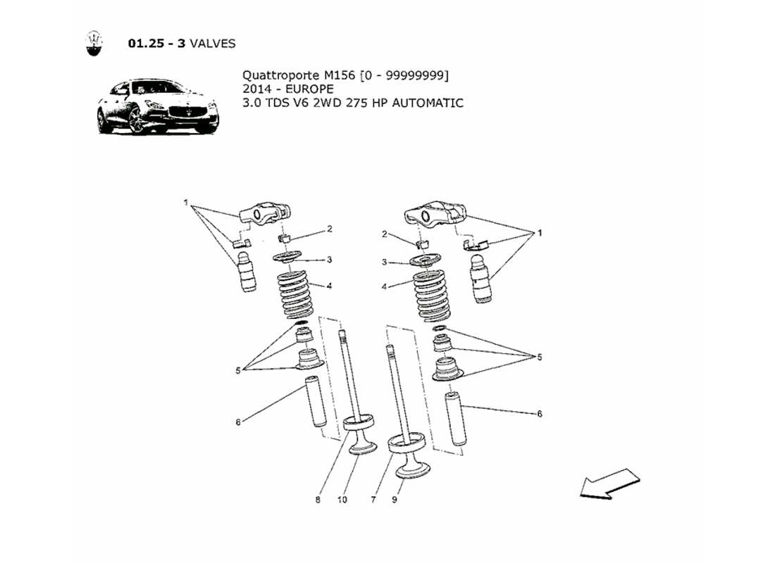 MASERATI QTP. V6 3.0 TDS 275BHP 2014 VALVES PART DIAGRAM maserati qtp. v6 3.0 tds 275bhp 2014 valves part diagram