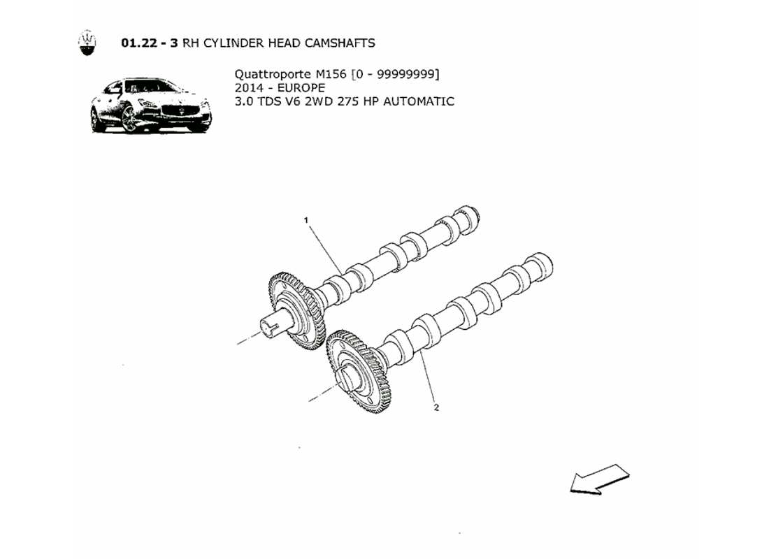 MASERATI QTP. V6 3.0 TDS 275BHP 2014 RH CYLINDER HEAD CAMSHAFTS PART DIAGRAM maserati qtp. v6 3.0 tds 275bhp 2014 rh cylinder head camshafts part diagram