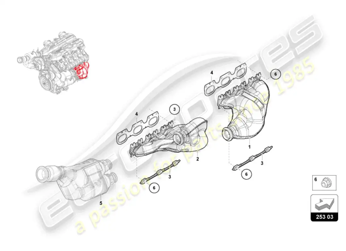 lamborghini revuelto coupe (2024) exhaust system parts diagram