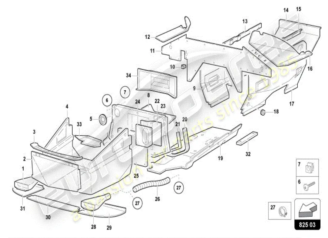 lamborghini diablo vt (1997) trim panel for frame lower section parts diagram
