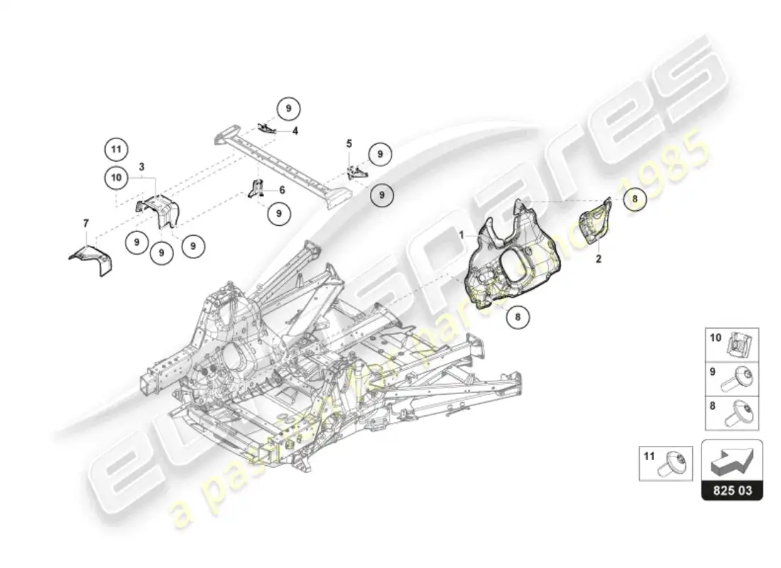 lamborghini revuelto coupe (2024) heat shield parts diagram
