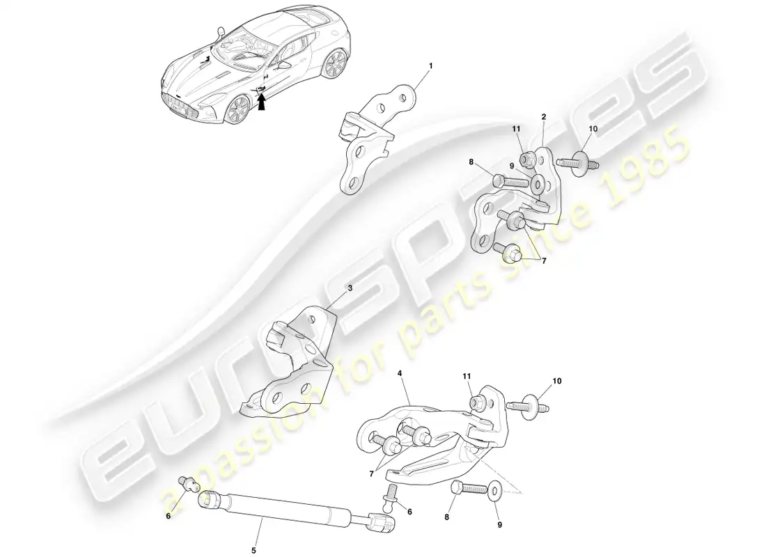 aston martin one-77 (2011) front door hinges parts diagram