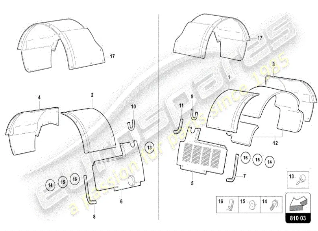 lamborghini diablo vt (1995) rear wheel housing parts diagram