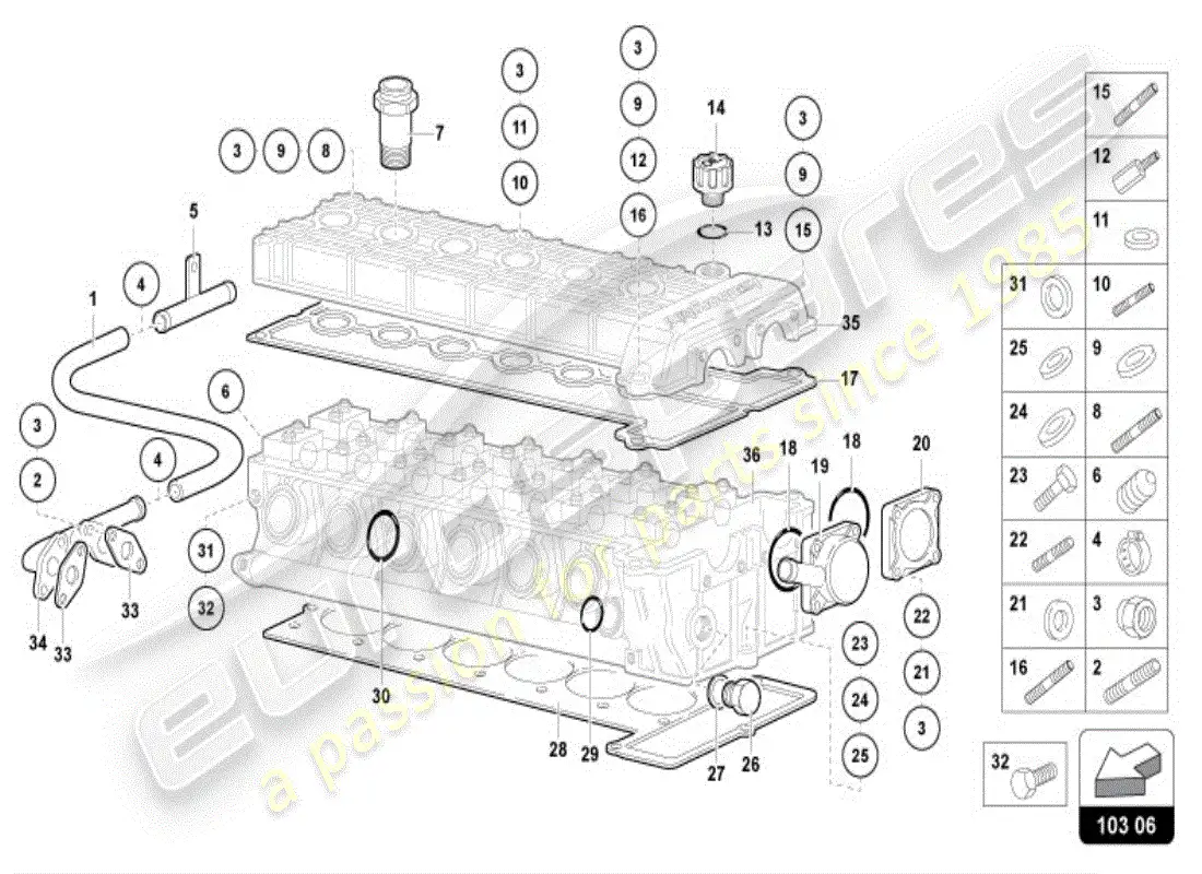 lamborghini diablo vt (1995) left head accessories parts diagram