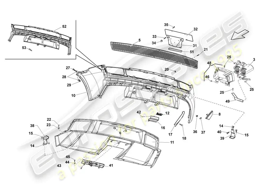 lamborghini lp570-4 sl (2011) bumper rear parts diagram