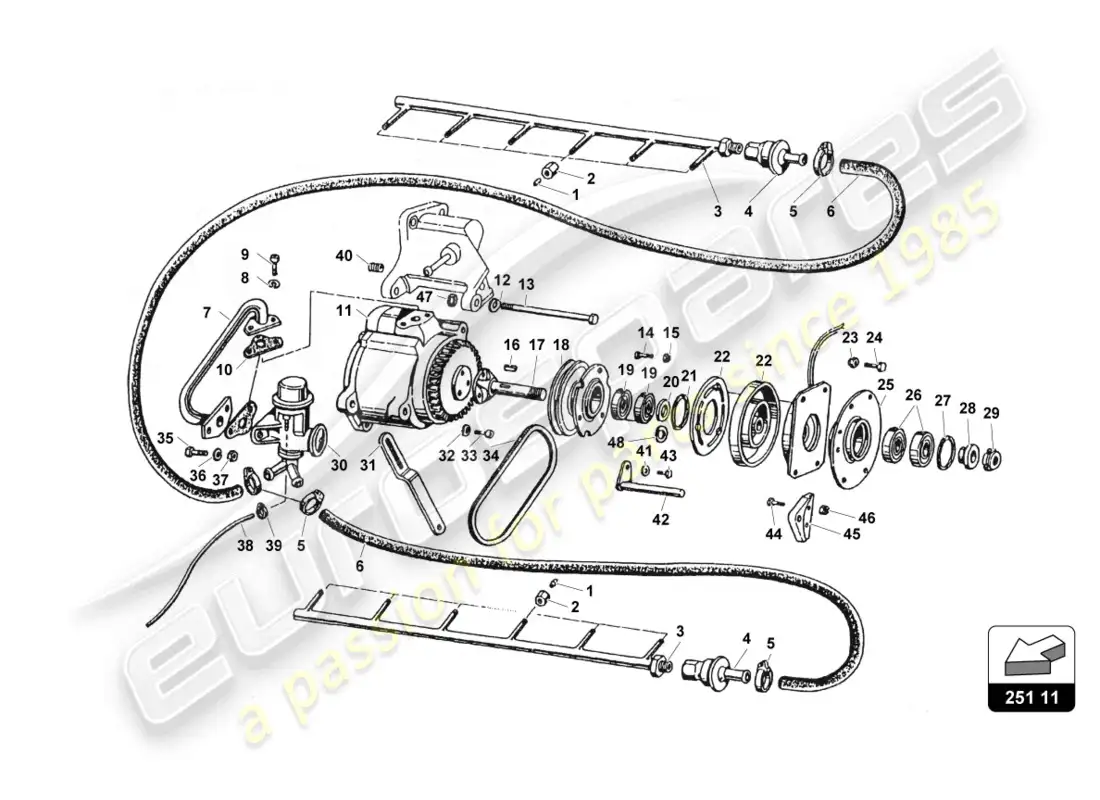 lamborghini countach 25th anniversary (1989) air pollution parts diagram