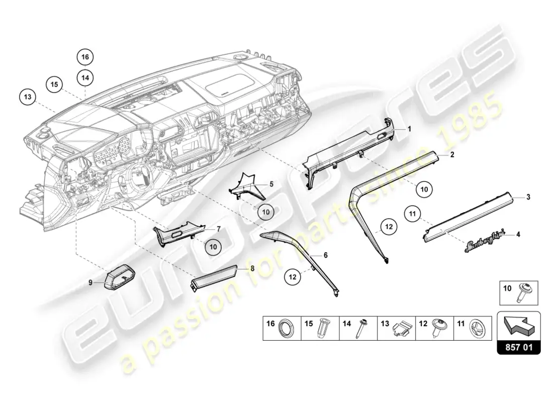 lamborghini urus (2019) trim panel for dash panel parts diagram