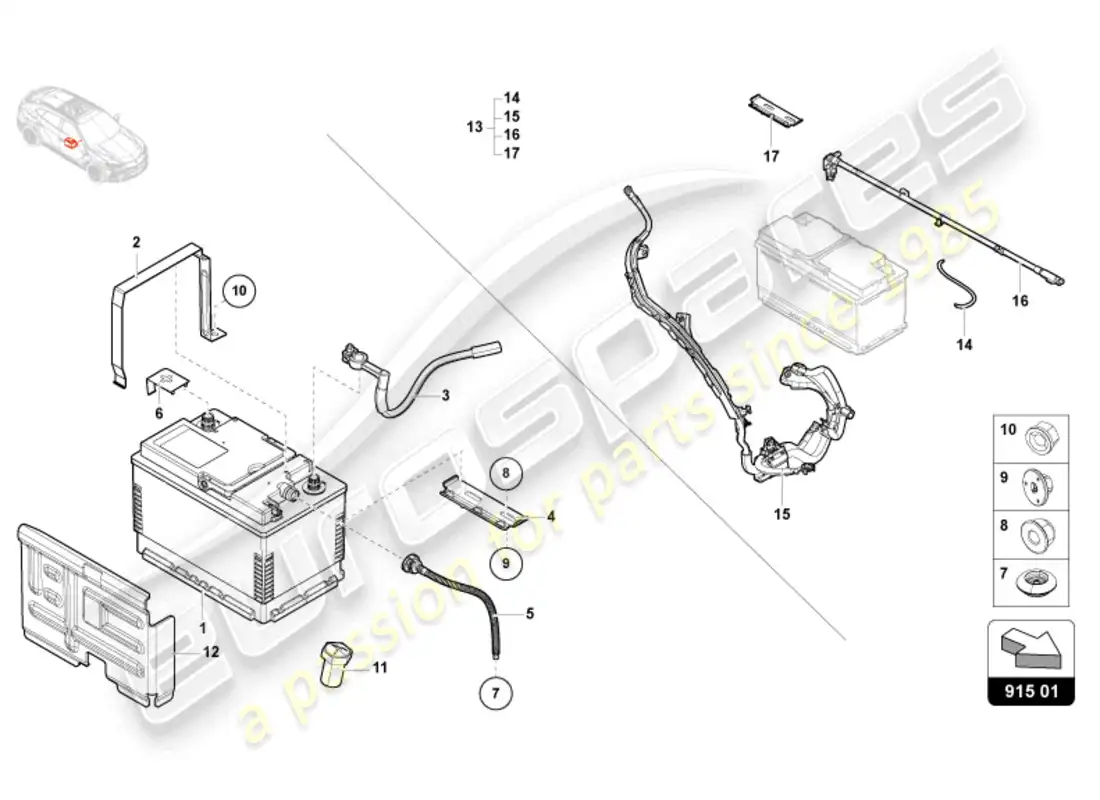 lamborghini urus (2021) battery parts diagram