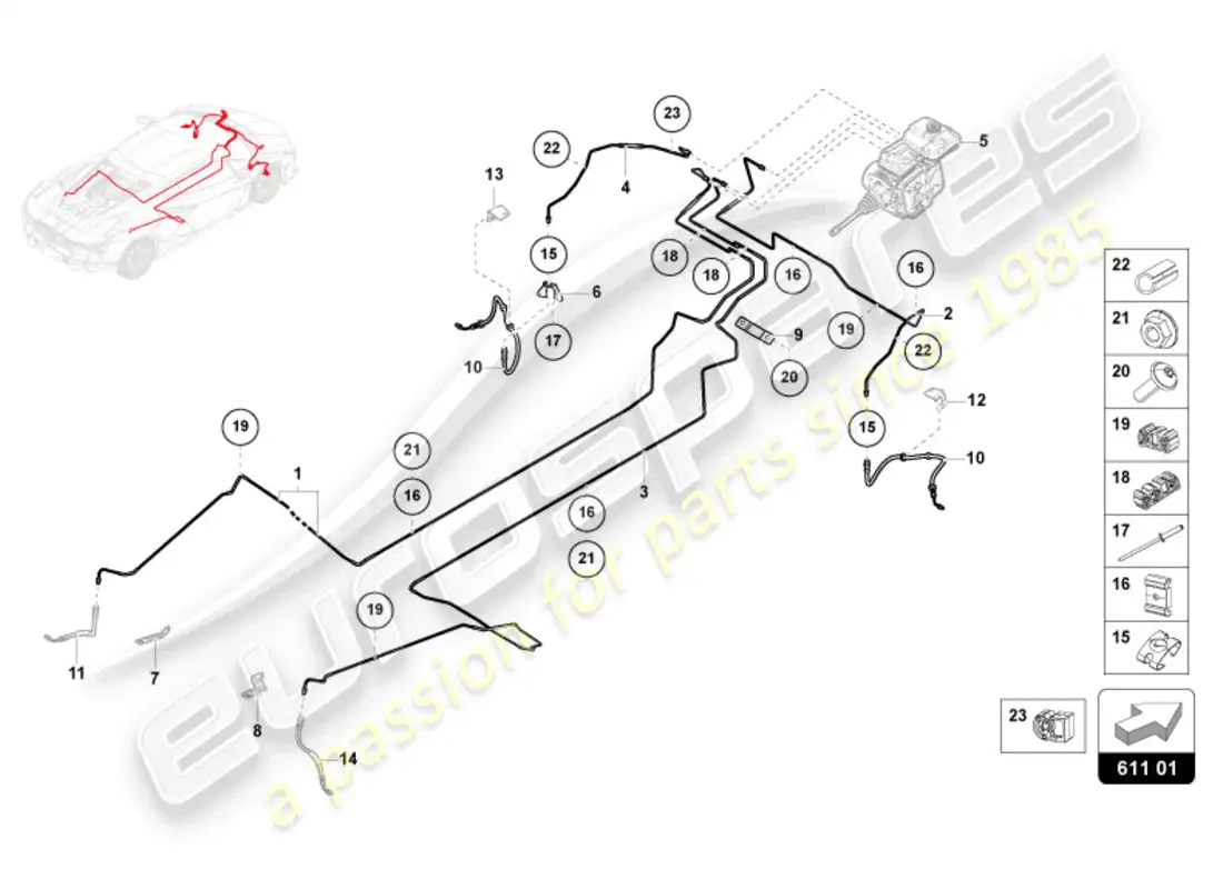 lamborghini revuelto coupe (2024) brake pipe parts diagram