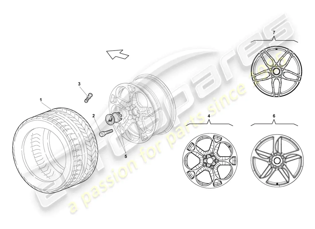 lamborghini lp670-4 sv (2010) aluminium rim front parts diagram