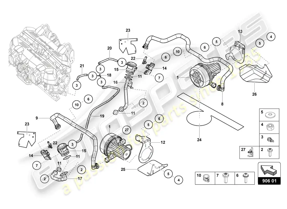 lamborghini countach lpi 800-4 (2022) secondary air pump parts diagram