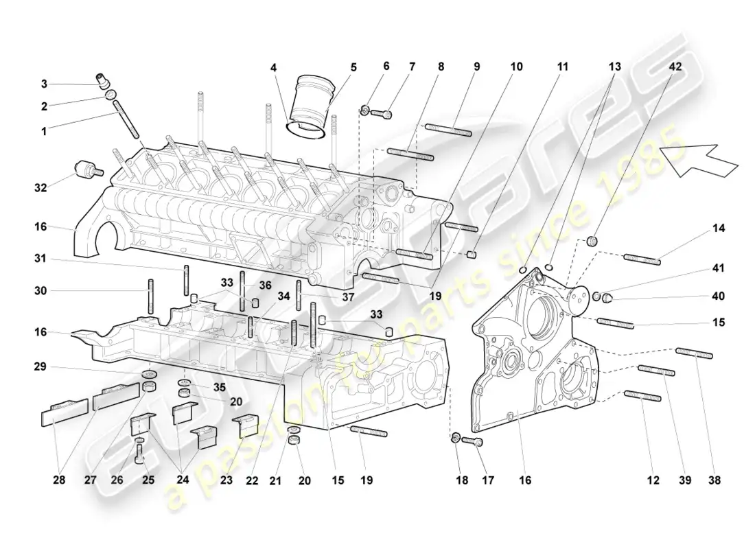 lamborghini lp640 coupe (2007) crankcase housing parts diagram