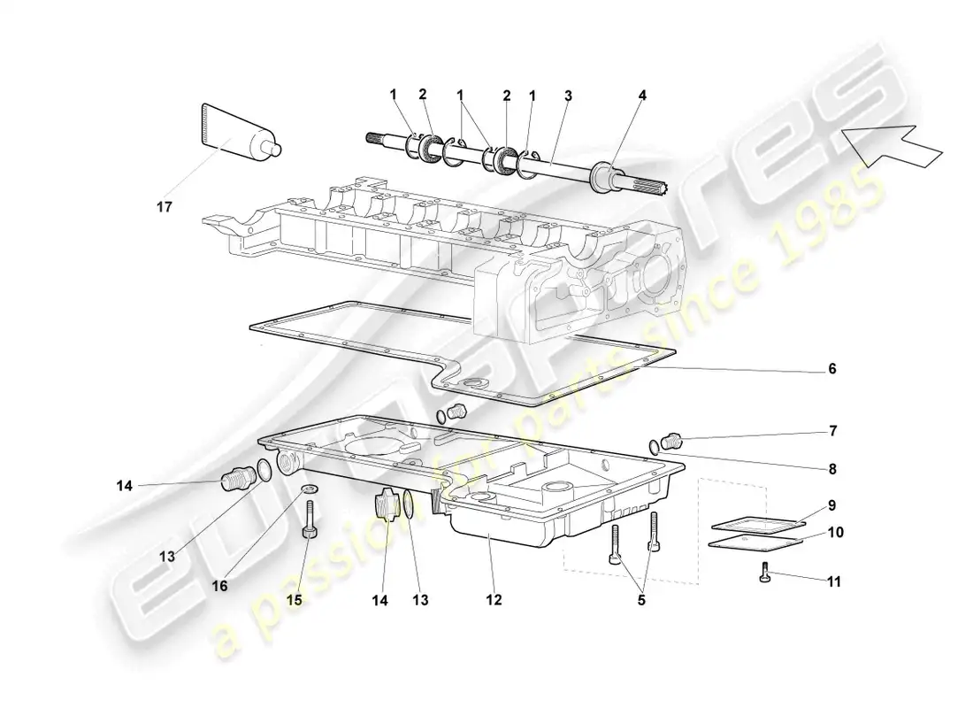 lamborghini lp640 coupe (2007) oil sump parts diagram