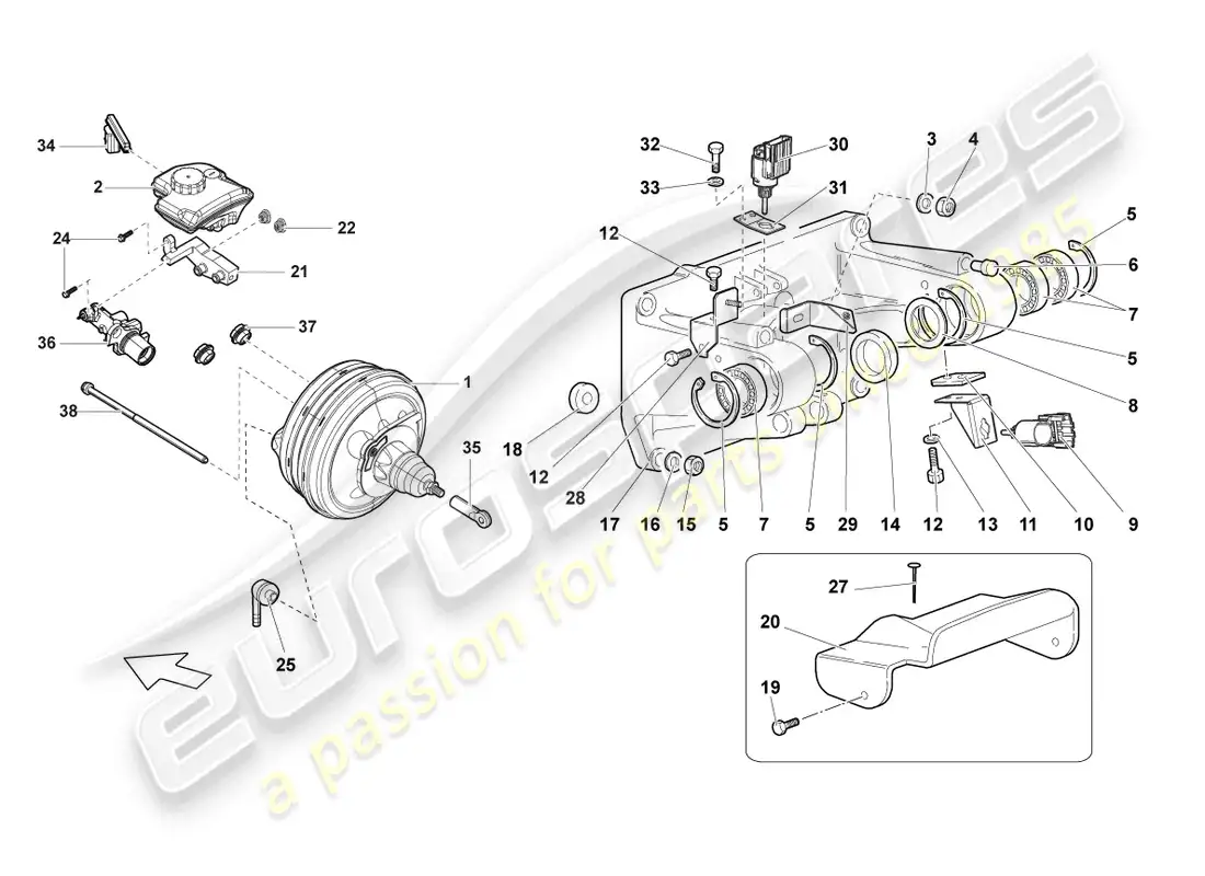 lamborghini reventon brake servo parts diagram