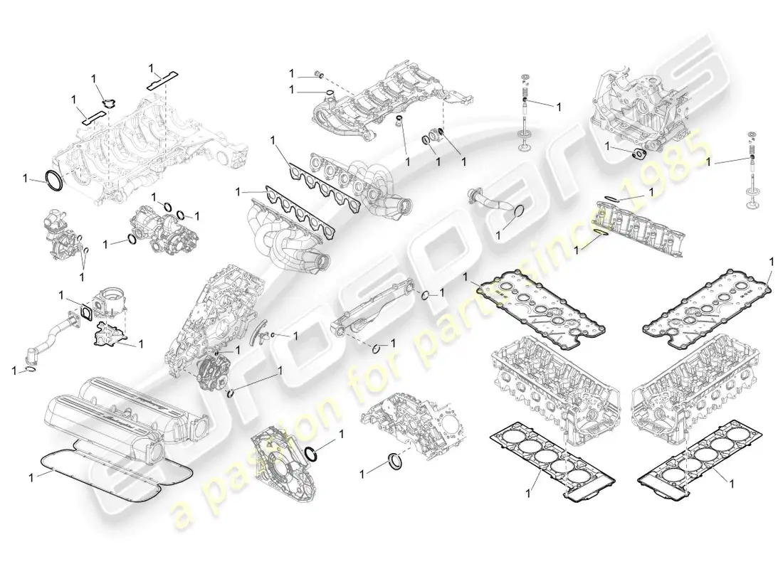 lamborghini gallardo coupe (2008) gasket set for engine parts diagram