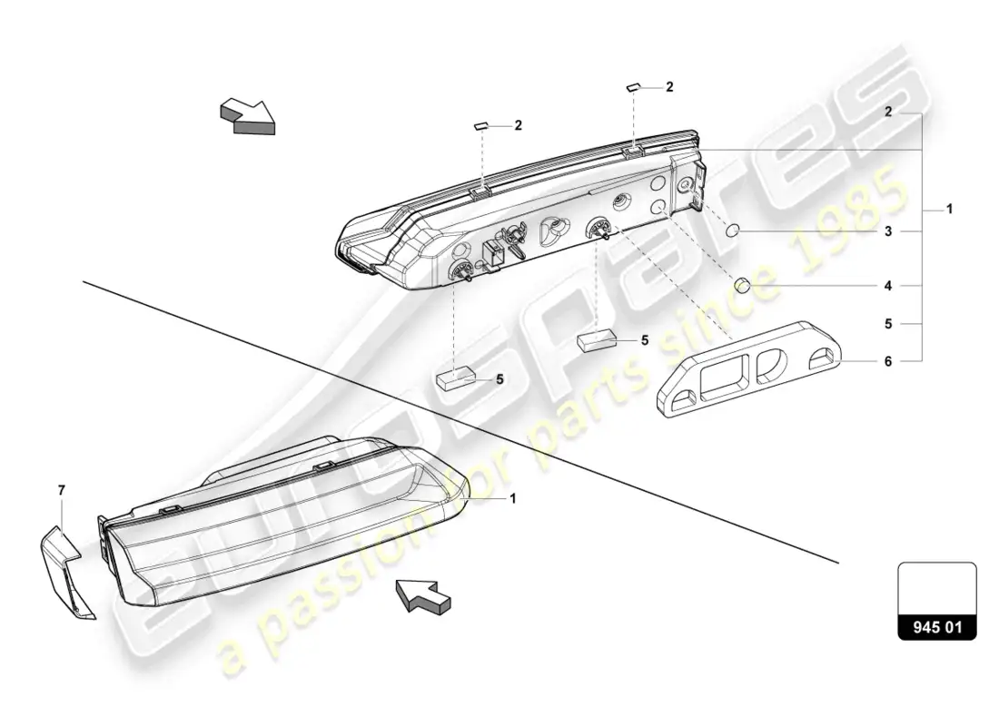 lamborghini urus (2019) additional headlight rear parts diagram