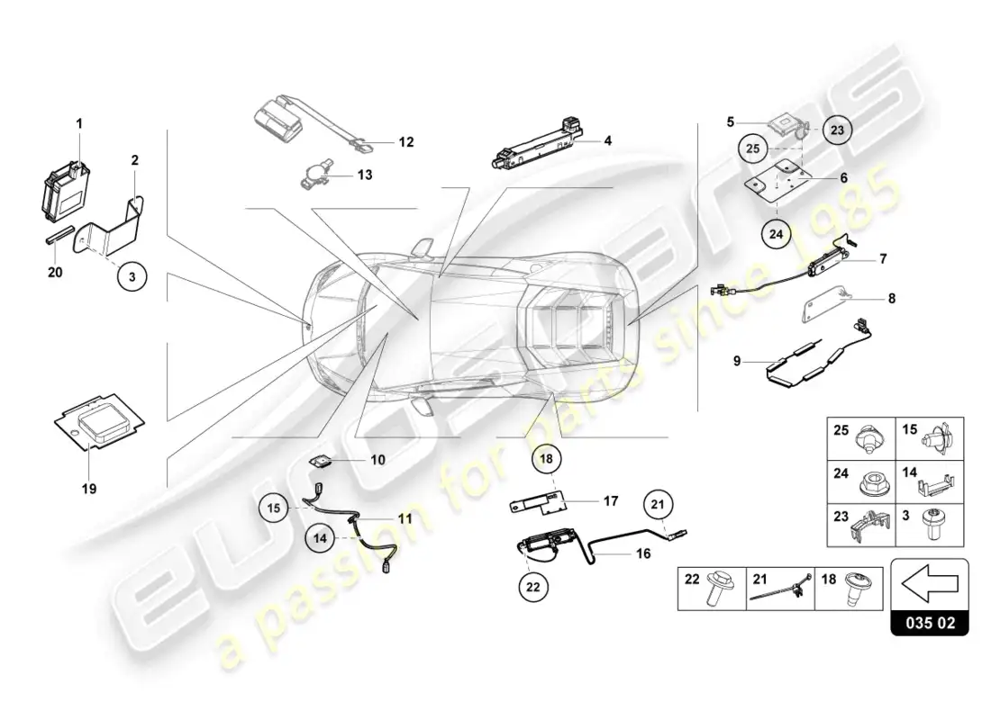 lamborghini evo coupe 2wd (2022) loudspeaker parts diagram