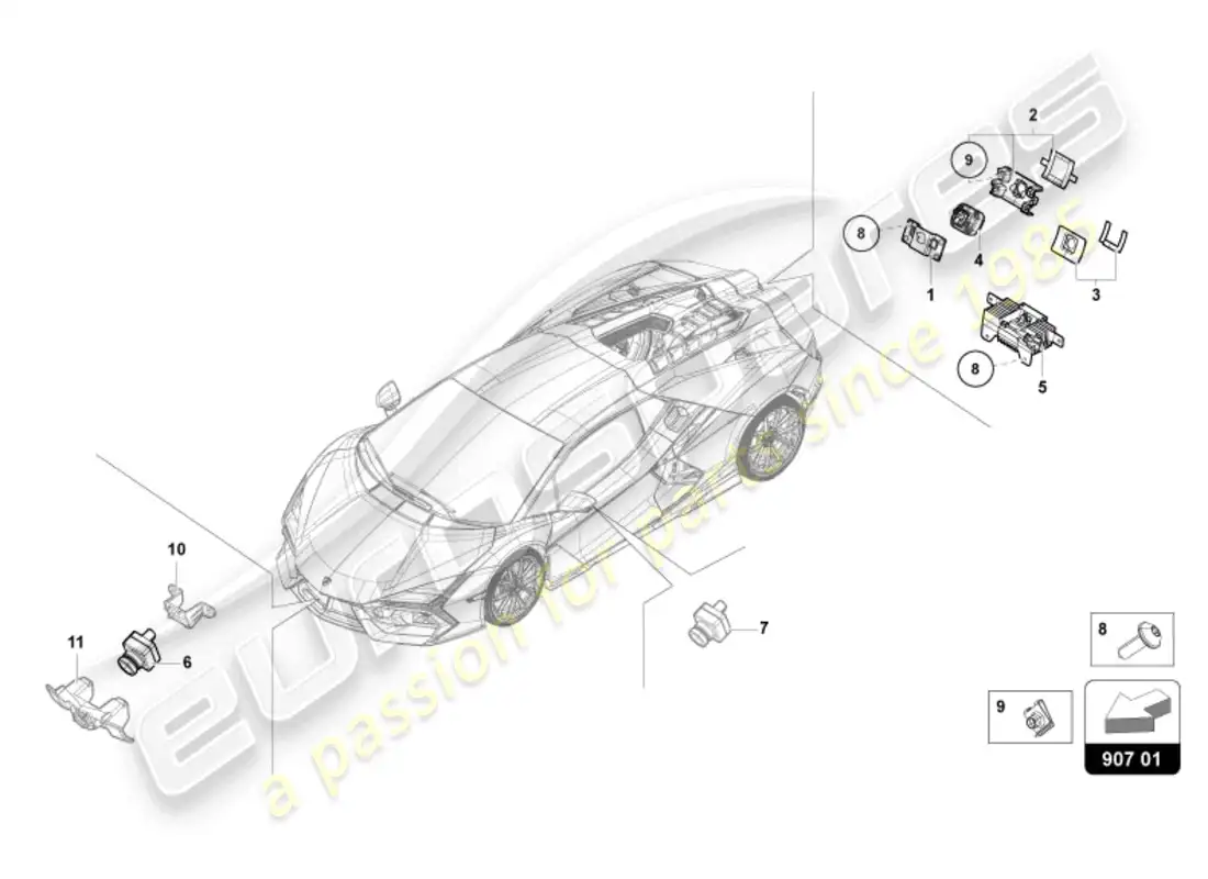 lamborghini revuelto coupe (2024) vehicle environment camera parts diagram