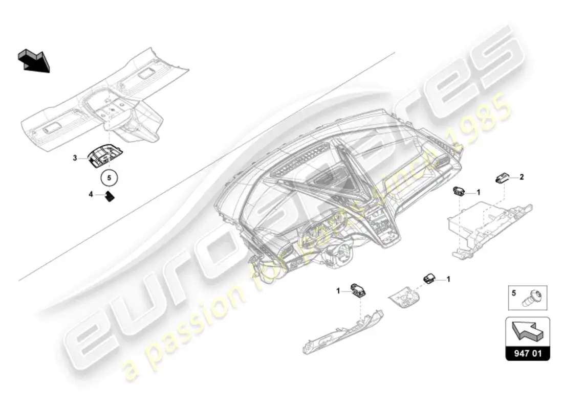 lamborghini revuelto coupe (2024) led interior light parts diagram