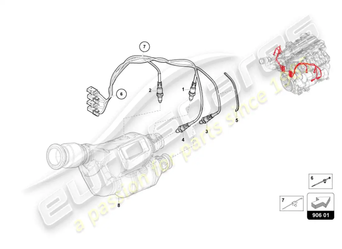 lamborghini revuelto coupe (2024) lambda probe parts diagram