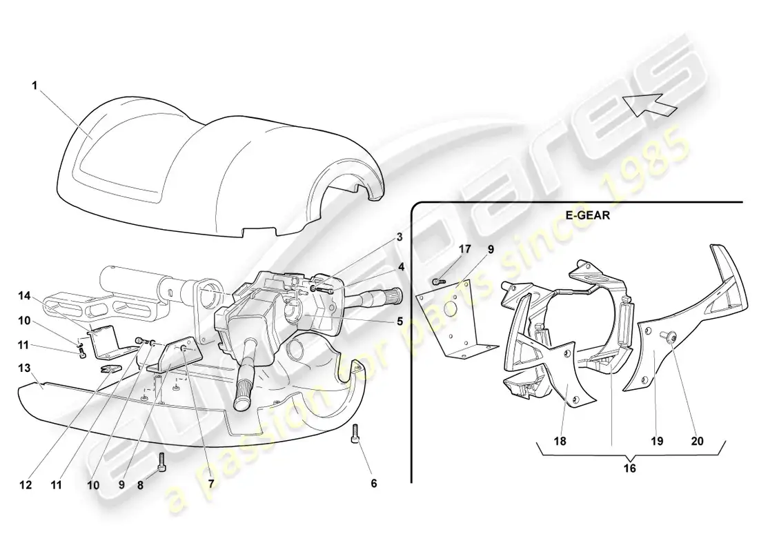 lamborghini reventon steering col. combi switch parts diagram