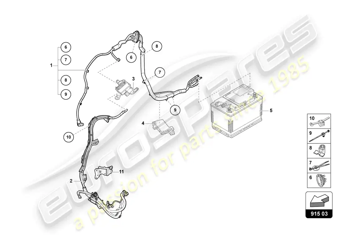 lamborghini urus (2022) wiring set for battery +/- parts diagram